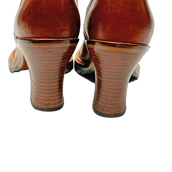 FRYE Mildred Cognac Leather Engineer Pull On Heeled Boot - Picture 6 of 10